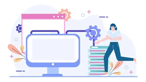 Digital workflow management and technology integration illustration business Stock Footage 292947799