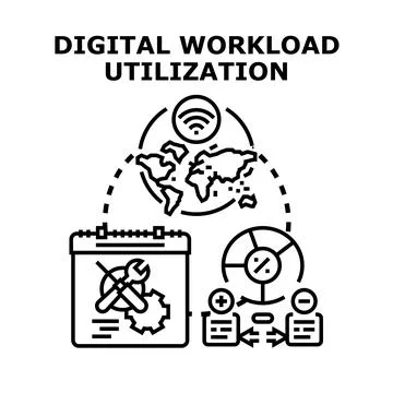 Digital workload utilization concept visualizing global resource management Stock Illustration