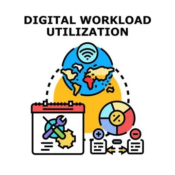 Digital workload utilization concept visualizing global resource management Stock Illustration