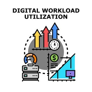 Digital workload utilization optimizing business performance Stock Illustration