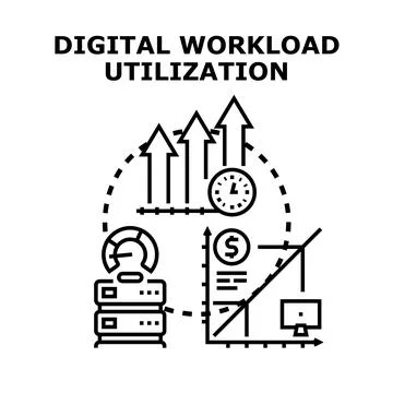 Digital workload utilization optimizing business performance Stock Illustration