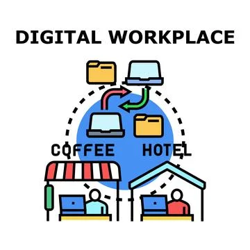 Digital workplace concept for remote collaboration and flexible work Stock Illustration