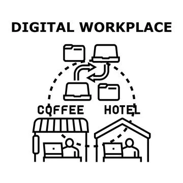 Digital workplace concept for remote collaboration and flexible work Stock Illustration
