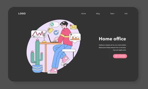 Digital workspace concept. Efficient work routine. Flat vector illustration Illustrazione stock