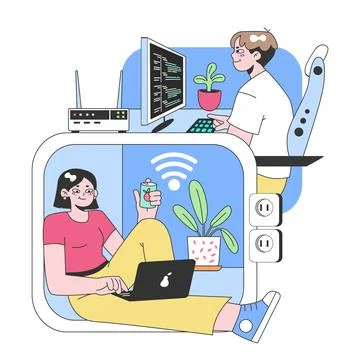 Digital workspace concept. Flat vector illustration Stock Illustration