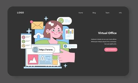 Digital workspace exploration. Flat vector illustration Illustrazione stock