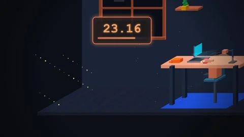 Digital Workspace with Glowing Countdown Numbers, Remote Work and Productivity Vídeos de archivo 341364807