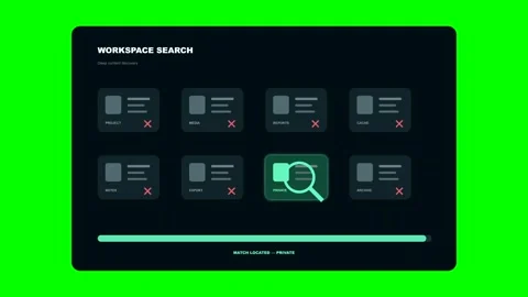 Digital workspace search interface animation with magnifying glass Stock-Footage 346981879