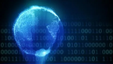 Digital world on abstract background 3d illustration Stock Illustration