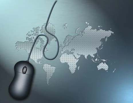 Digital World and Computer Mouse 스톡 일러스트