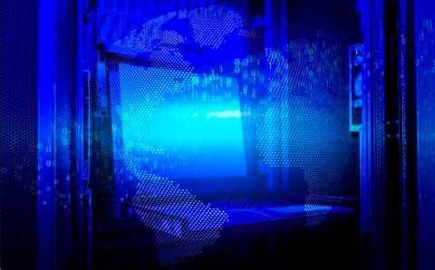 Digital world and modern technology concept earth binary code 3d rendering Illustrazione stock