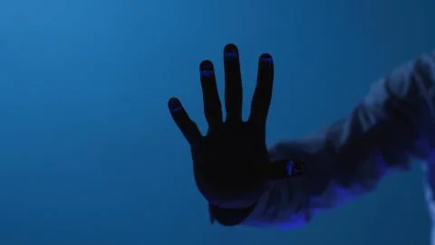 The digital world and technology. Security scanning of digital programs and Foto stock