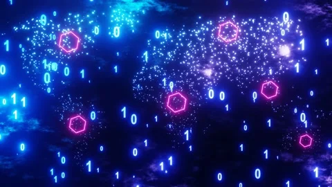 Digital world background binary map technology. Global network connection Stock Footage 195845332