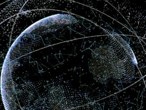 Digital World On Balck Background 스톡 일러스트