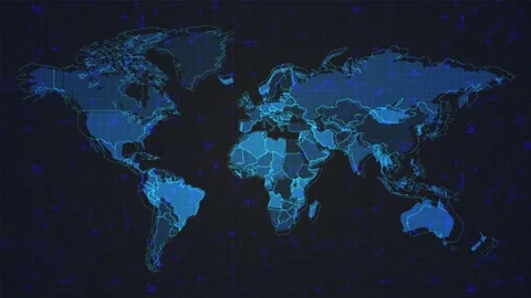 Digital world communication point hud element. Hud element of didgital wolrd map Stock Footage 219128927