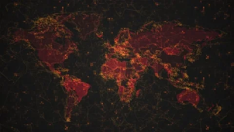 Digital world communication point hud element. Hud element of didgital wolrd map Stock Footage 219128995