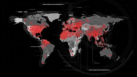 Digital world communication point hud element. Hud element of didgital wolrd map Stock Footage 259452470