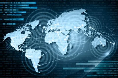 Digital world connection - 3D illustration. Illustrazione stock