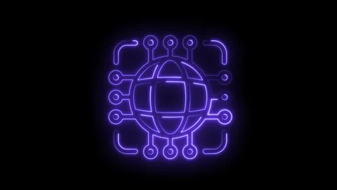 Digital world connectivity animation,neon glowing earth globe with connecte.. Stock Footage 312308653
