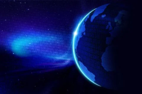 Digital world cool blue background Stock Illustration