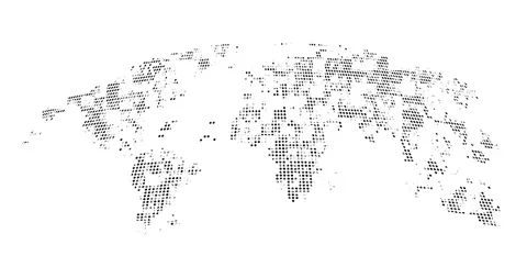Digital world dotted world map over white background. Globe world map seamless Stock Footage 263931824