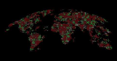 Digital world dotted world map over dark background. Globe world map seamless Stock Footage 265334906