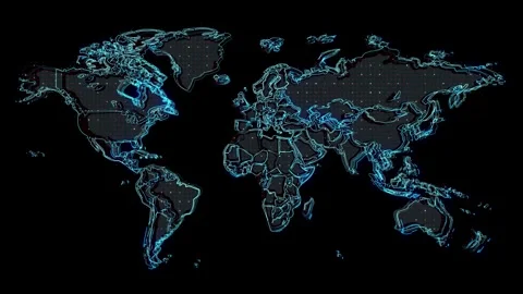 Digital World Dotted World Map Stock Footage 294129639