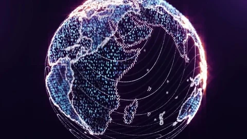 Digital World Globe Loop Stock Footage 85322725