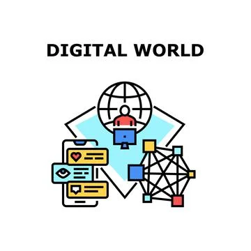 Digital world icon vector illustration Stock Illustration