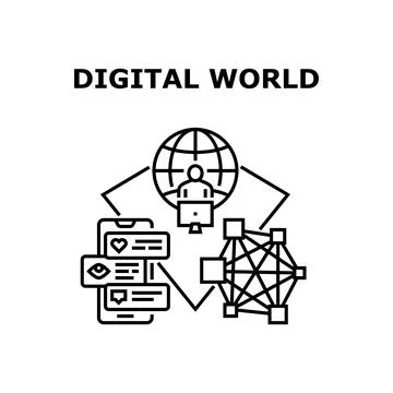 Digital world icon vector illustration Stock Illustration