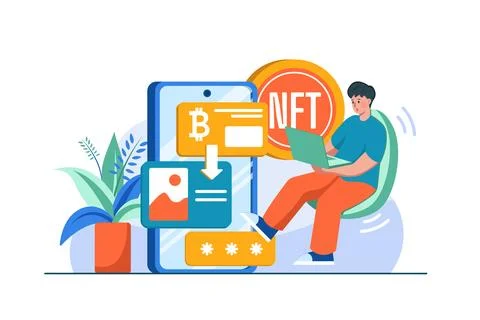 Digital World Illustration concept. Flat illustration isolated on white backg Stock Illustration