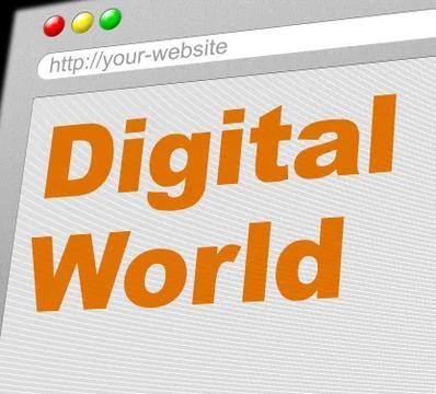 Digital world indicating high tec and globe Illustrazione stock