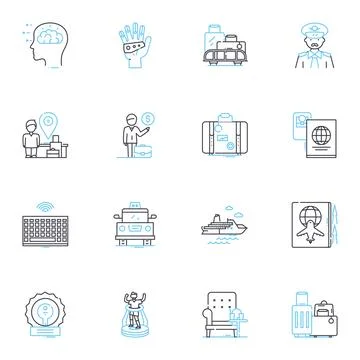Digital world linear icons set. Connectivity, Socialization, Innovation Stock Illustration