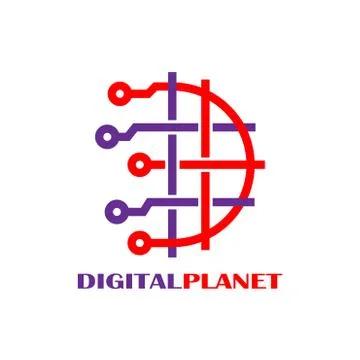 Digital World Logo Design Template. Abstract vector symbol, technology concept 스톡 일러스트