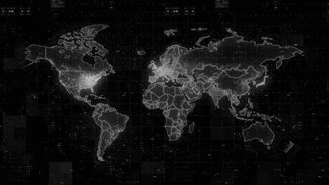 Digital World Map 3d render Stock Photos