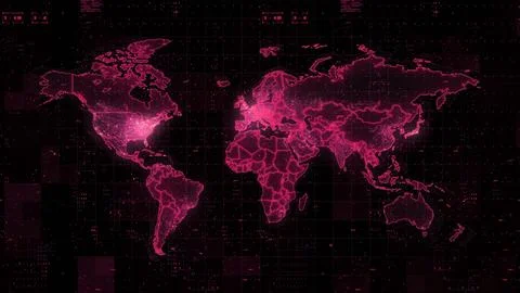 Digital World Map 3d render Stock Photos