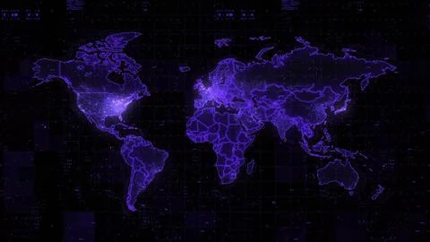 Digital World Map 3d render Stock Photos