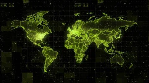 Digital World Map 3d render Stock Photos