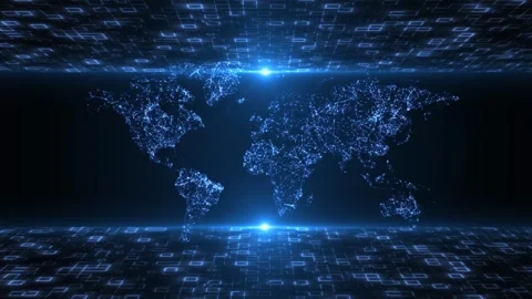 Digital world map, abstract futuristic background. Abstract scene Stock Footage 270950274