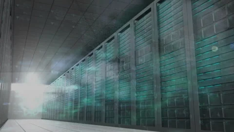 Digital world map and binary code animation over data center servers Stock Footage 303590237