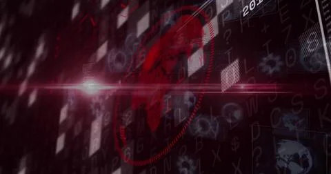 Digital world map and binary coding image over abstract background Stock Illustration