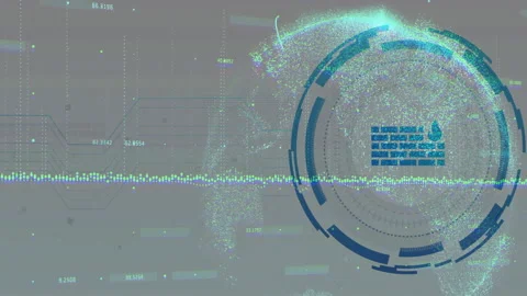 Digital world map and data visualization animation over futuristic interface Stock Footage 303878775