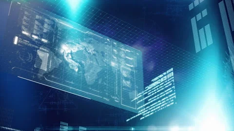 Digital world map and data analysis animation over futuristic interface Stock Footage 305367105