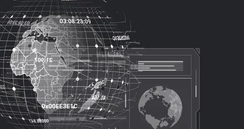 Digital world map and data processing an... | Stock Video | Pond5