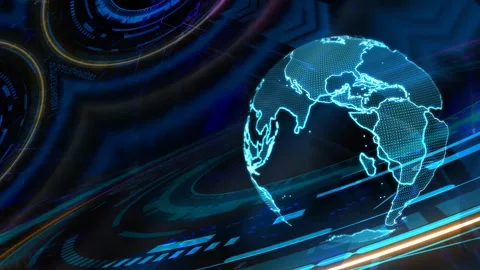 Digital world map and quantum futuristic computer technology with digital m.. Stock Footage 273428865