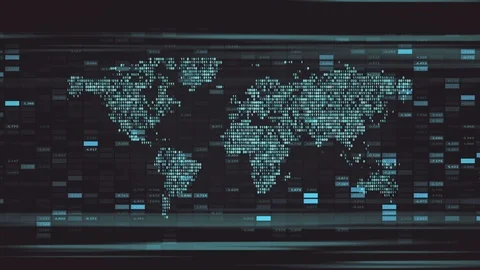 Digital world map animation Vidéo 95642399
