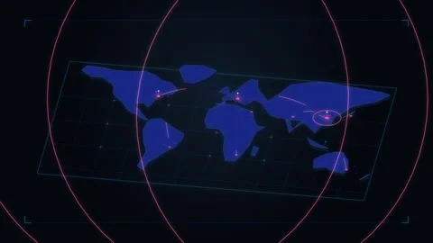 Digital world map animation, global network connection with data flow Video stock 347564774