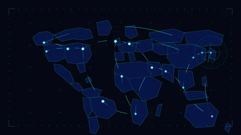 Digital world map animation with global network connectivity and data transfer 動画素材 347565040