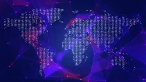 Digital world map background. Technology and cybersecurity concept. 스톡 일러스트