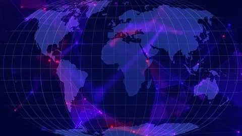 Digital world map background. Technology and cybersecurity concept. Stock Illustration